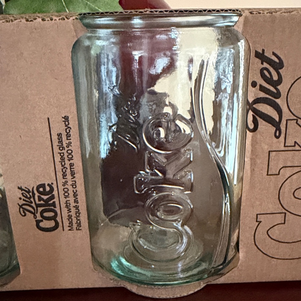 NWT Diet Coke Green Embossed 2-Pc. Glass Set - Picture 2 of 2